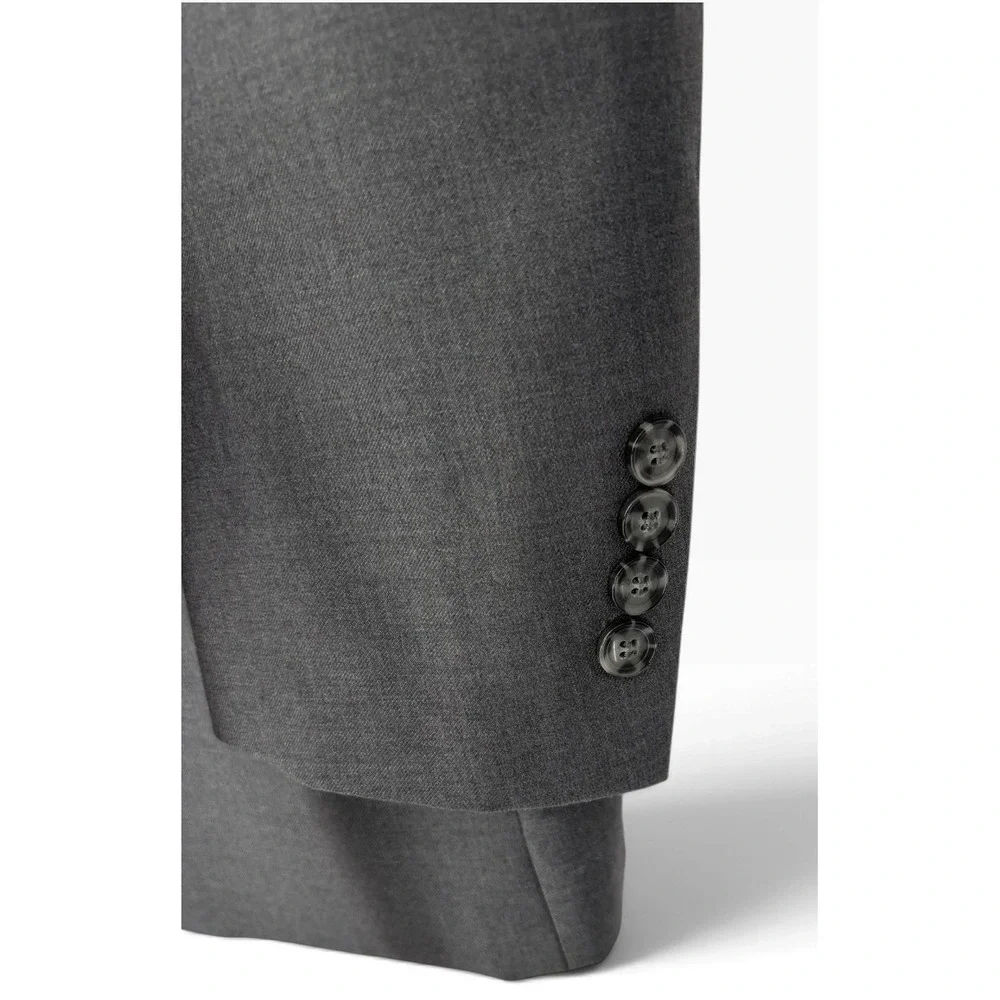 Angelo Rossi Suit Set Mens 44R 38W Charcoal Grey 2-Piece Micro-Tech